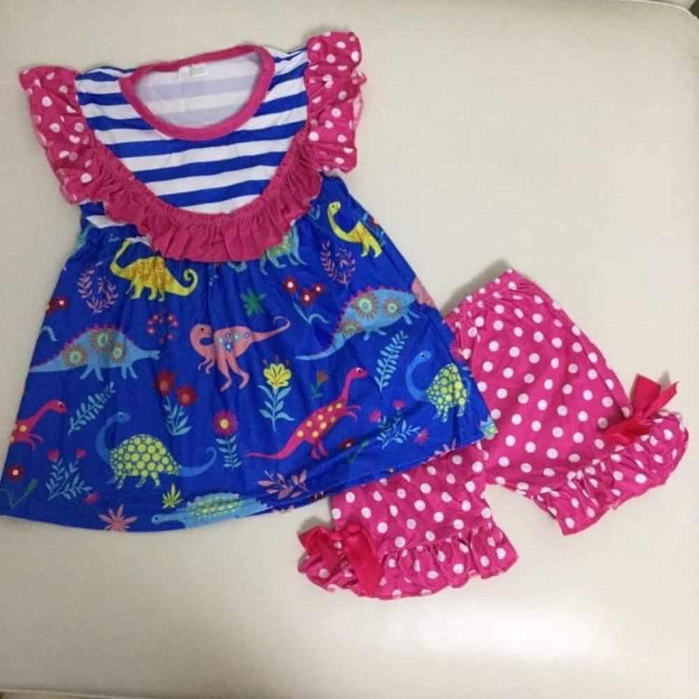 Dinosaur 🦕 🦖 Cute Pink Girl Shorts Set - Picture 5 of 5